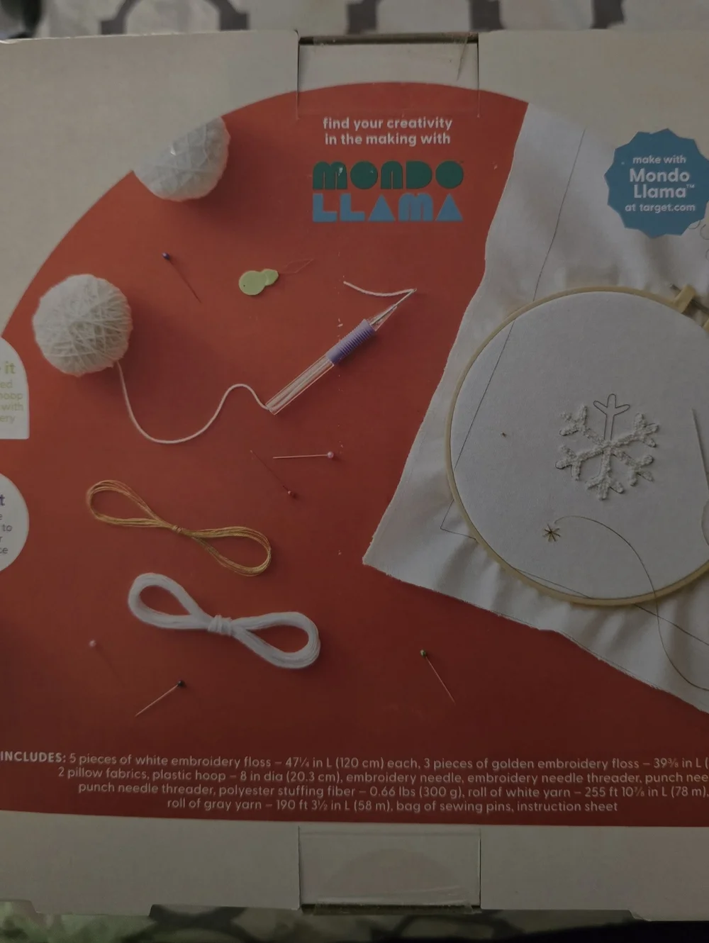 NIB - Mondo Llama Punch Needling Pillow Kit - Neutral Cream Pillow